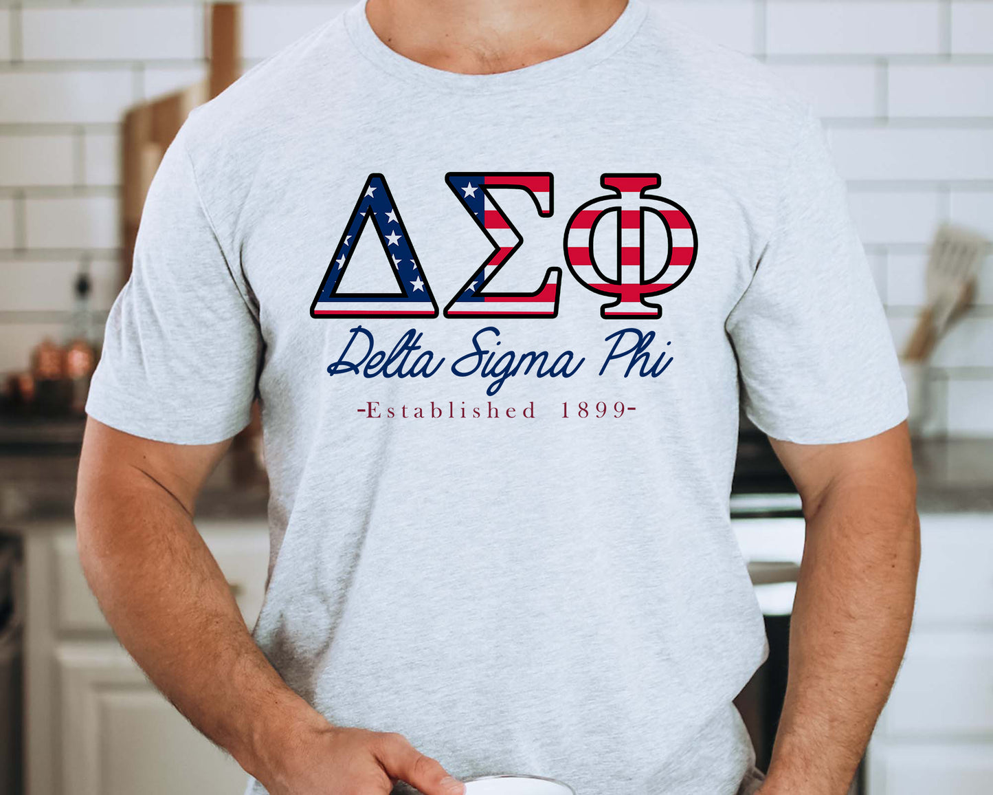 Delta Sigma Phi American Flag Letters Fraternity T-shirt _ 1162g