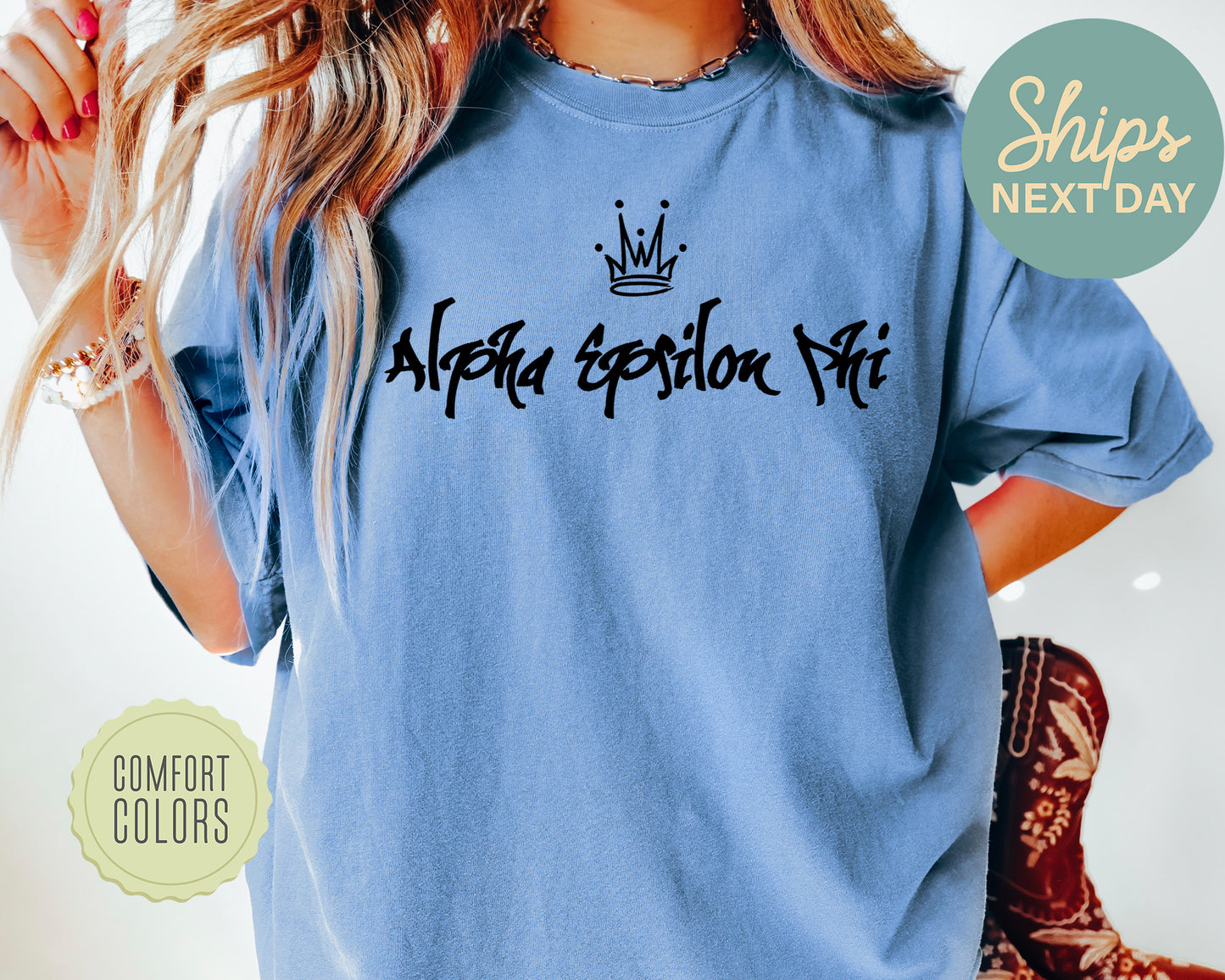 Alpha Epsilon Phi Queen Comfort Colors Sorority T-shirt _ 2450g