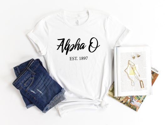 Alpha Omicron Pi Black Flowy Sorority T-shirt _ 81g