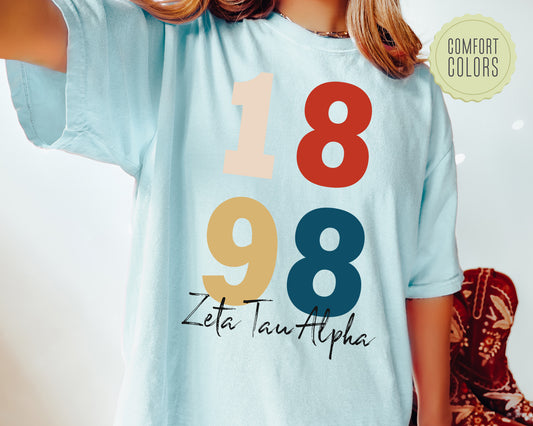 Zeta Tau Alpha Colorful and Trendy Comfort Colors Sorority T-shirt _ 206g