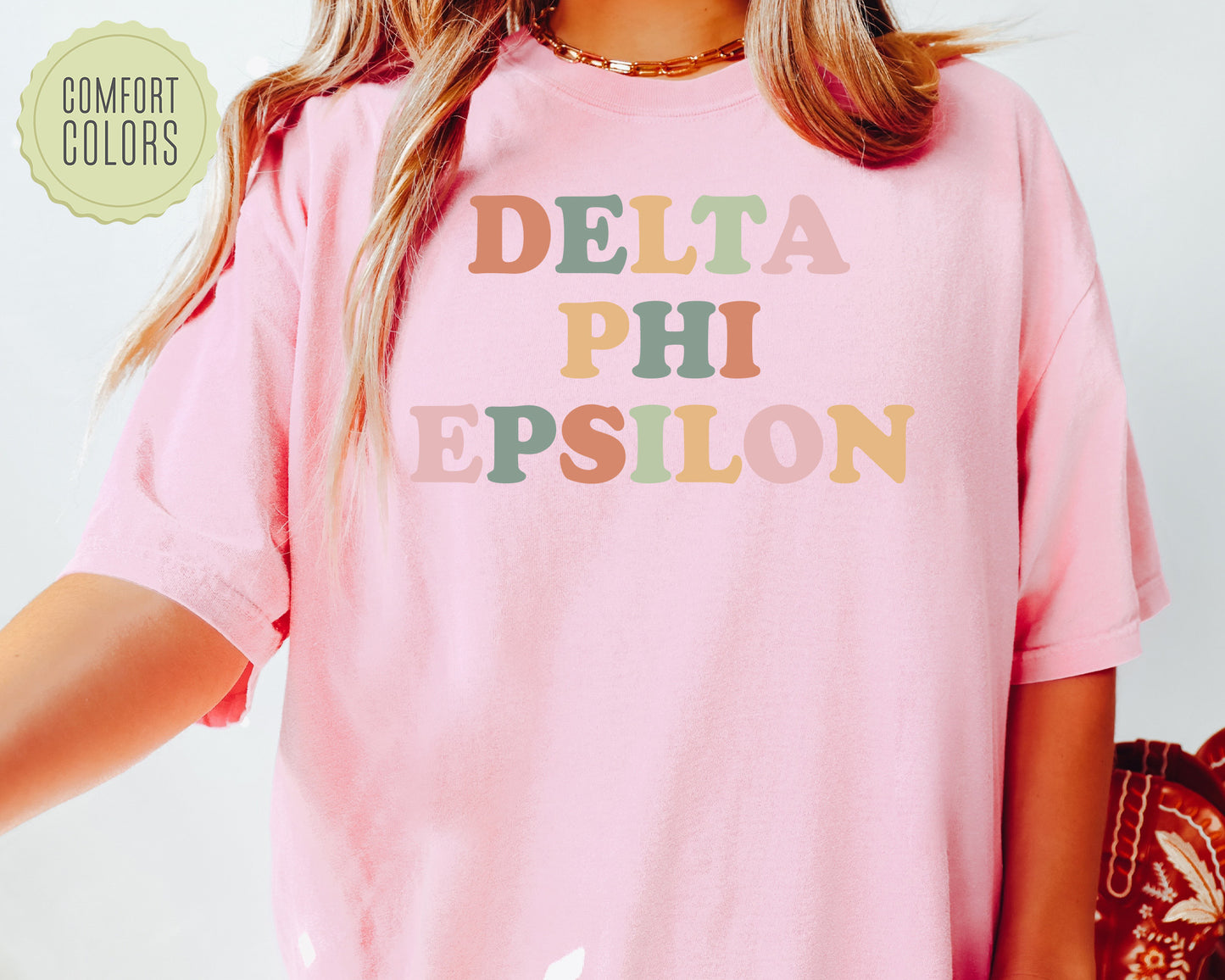Delta Phi Epsilon Bright and Proud Comfort Colors Sorority T-shirt _ 426g
