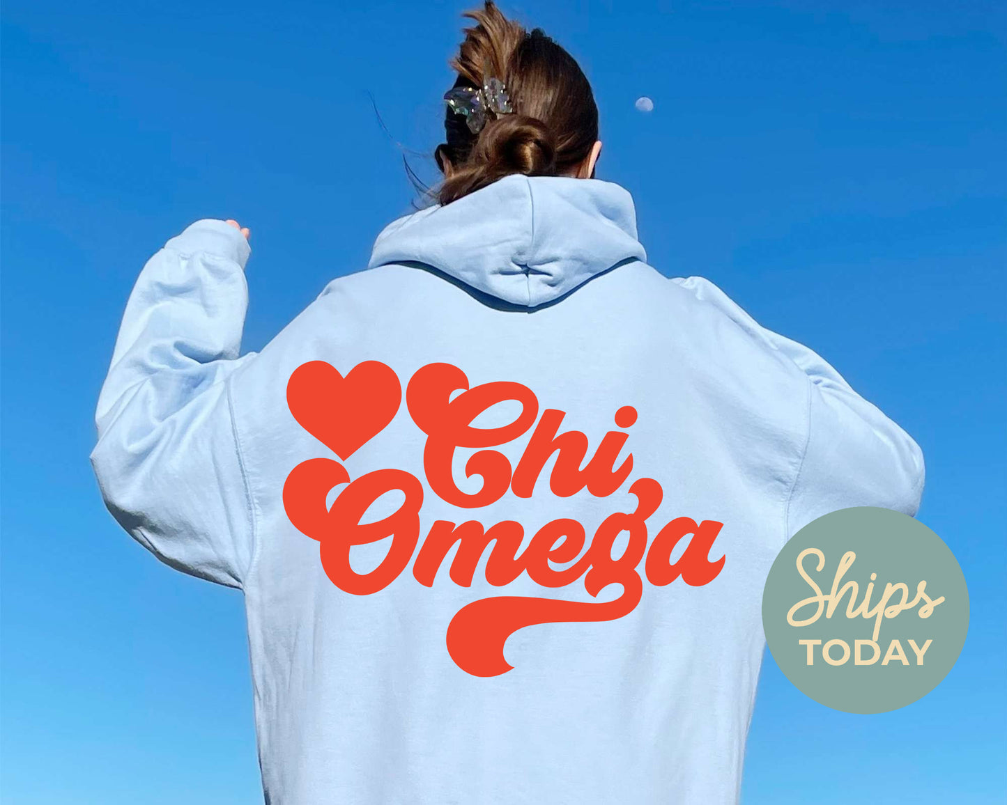Chi Omega Red Heart Sorority Hoodie _ 33355g