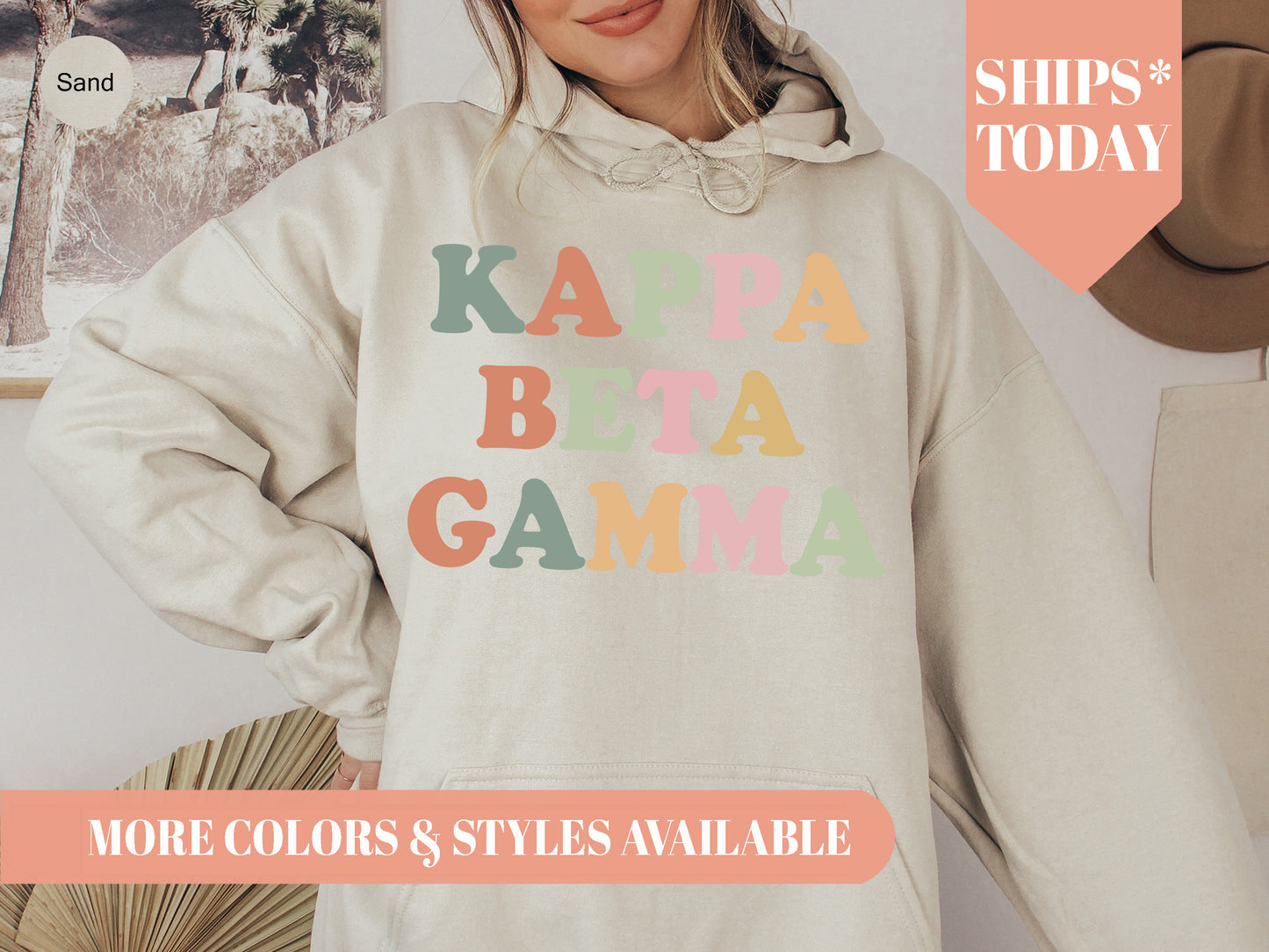 Kappa Beta Gamma Bright and Colorful Sorority Hoodie _ 3472g