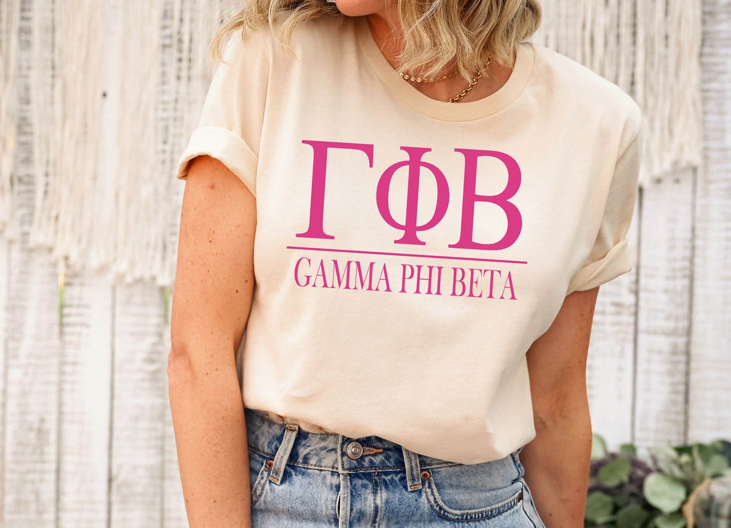 Gamma Phi Beta Loud Letters Sorority T-shirt _ 480g