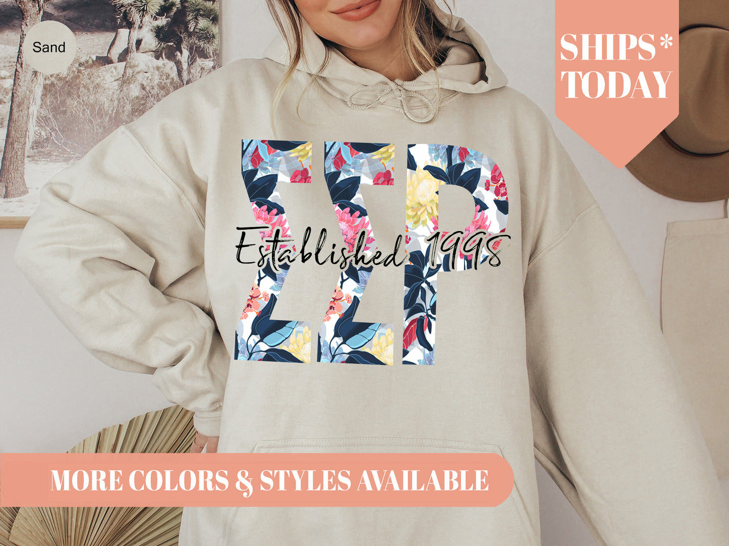 Sigma Sigma Rho Floral Block Sorority Hoodie _ 3521g