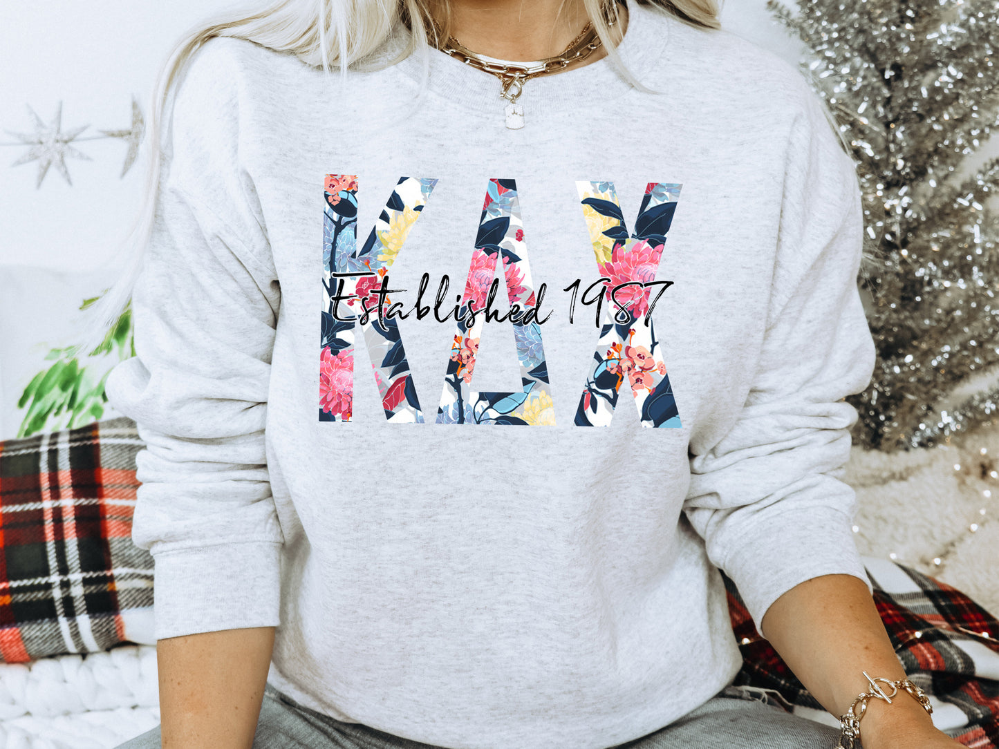 Kappa Delta Chi Floral Block Sorority Sweatshirt _ 3515g