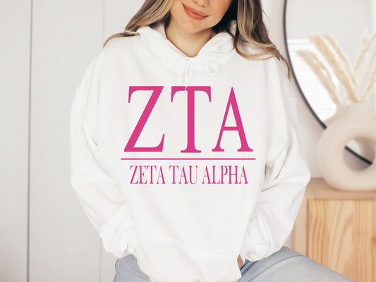 Zeta Tau Alpha Loud Letters Sorority Hoodie _ 491g