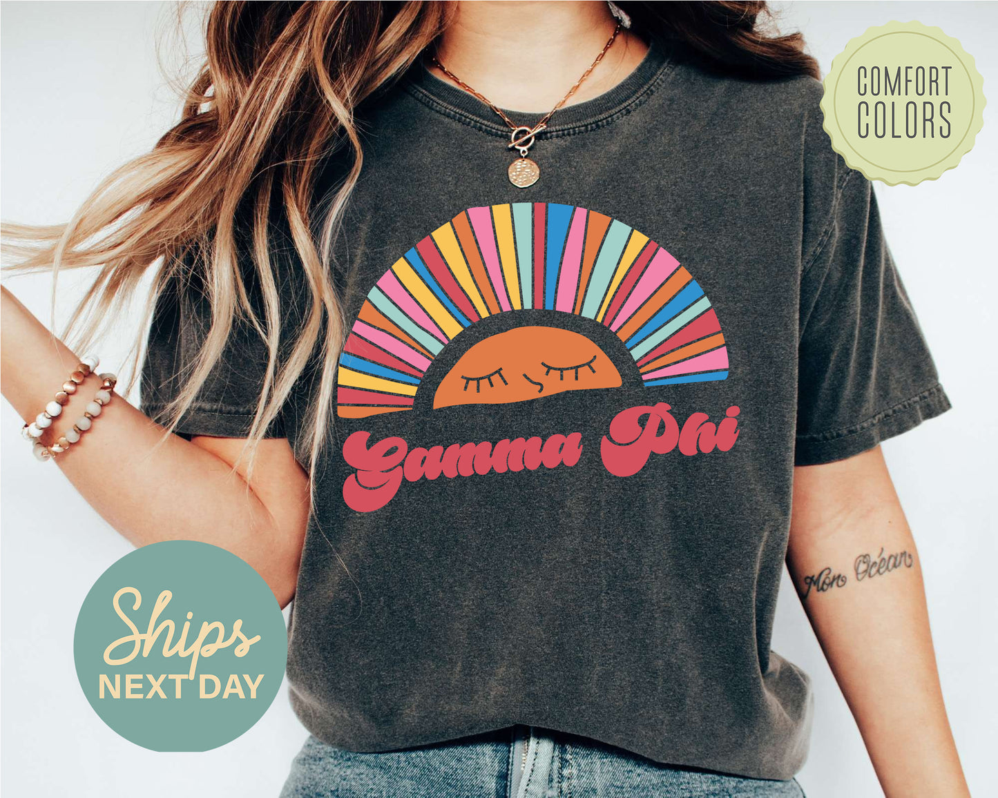 Gamma Phi Beta Sunshine Comfort Colors Sorority T-shirt _ 3321g