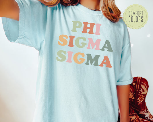 Phi Sigma Sigma Bright and Proud Comfort Colors Sorority T-shirt _ 433g