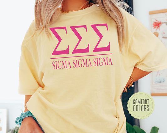 Sigma Sigma Sigma Loud Letters Comfort Colors Sorority T-shirt _ 489g