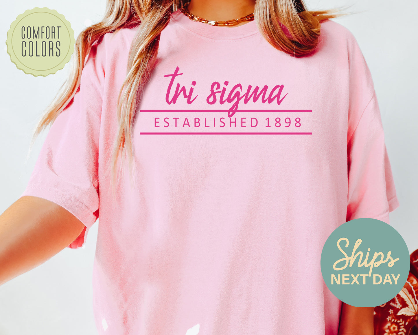 Sigma Sigma Sigma All Pink Comfort Colors Sorority T-shirt _ 775g