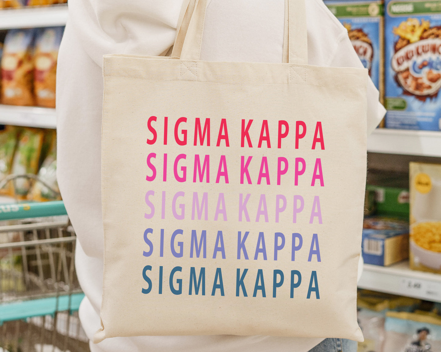 Sigma Kappa Bright and Stacked Sorority Tote Bag _ 34407g