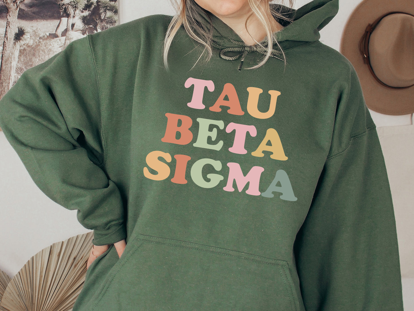 Tau Beta Sigma Bright and Colorful Sorority Hoodie _ 3481g