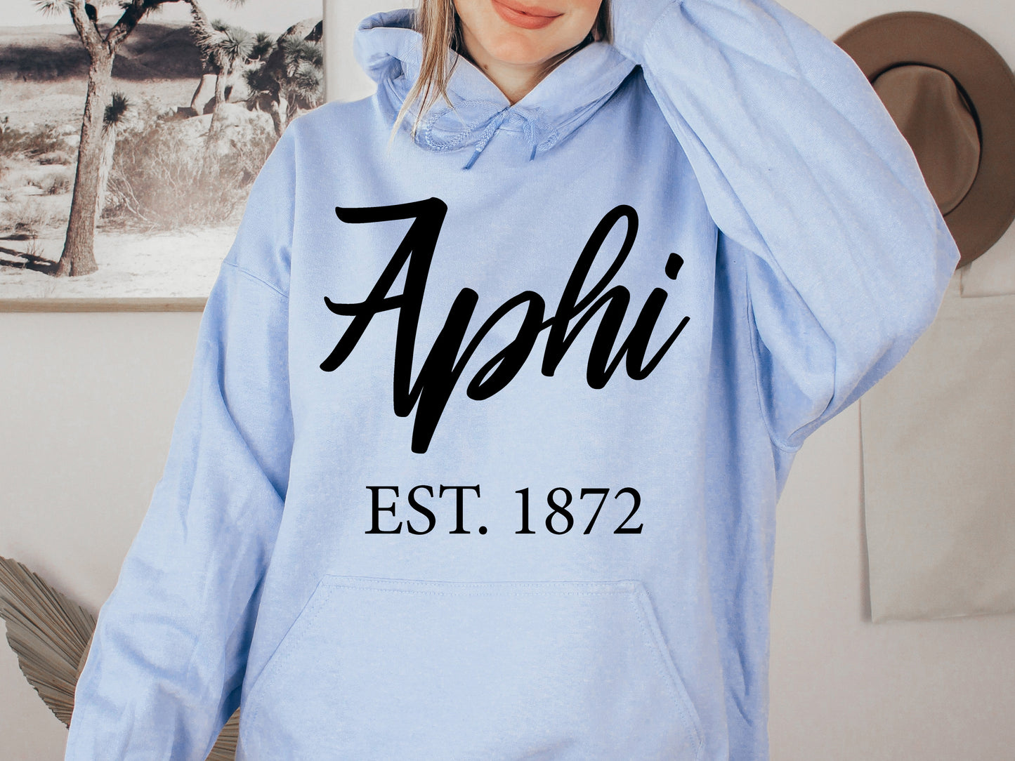 Alpha Phi Black Flowy Sorority Hoodie _ 82g