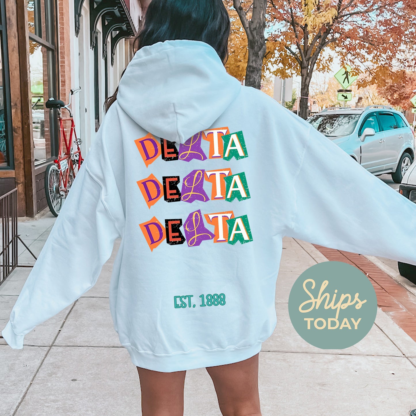 Delta Delta Delta Letter Cuts Sorority Hoodie _ 35897g