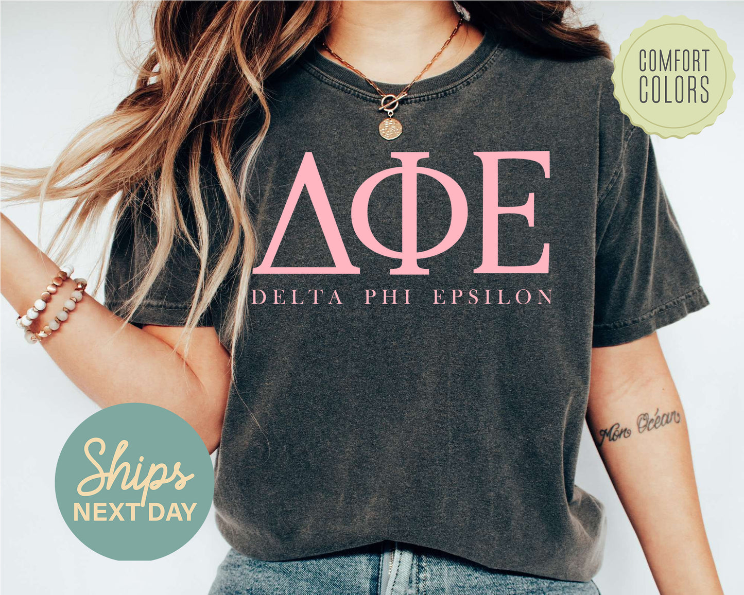 Delta Phi Epsilon Everything Pink Comfort Colors Sorority T-shirt _ 322g