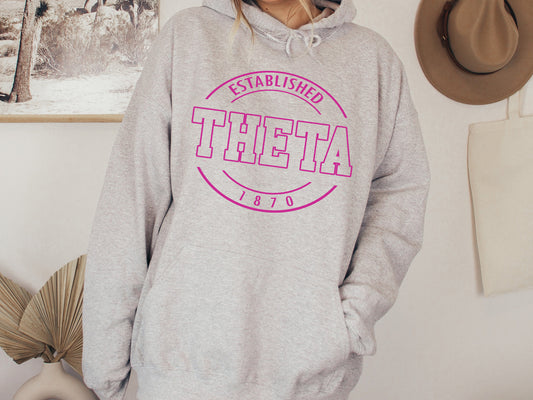 Kappa Alpha Theta Pink Stamp Sorority Hoodie _ 66g