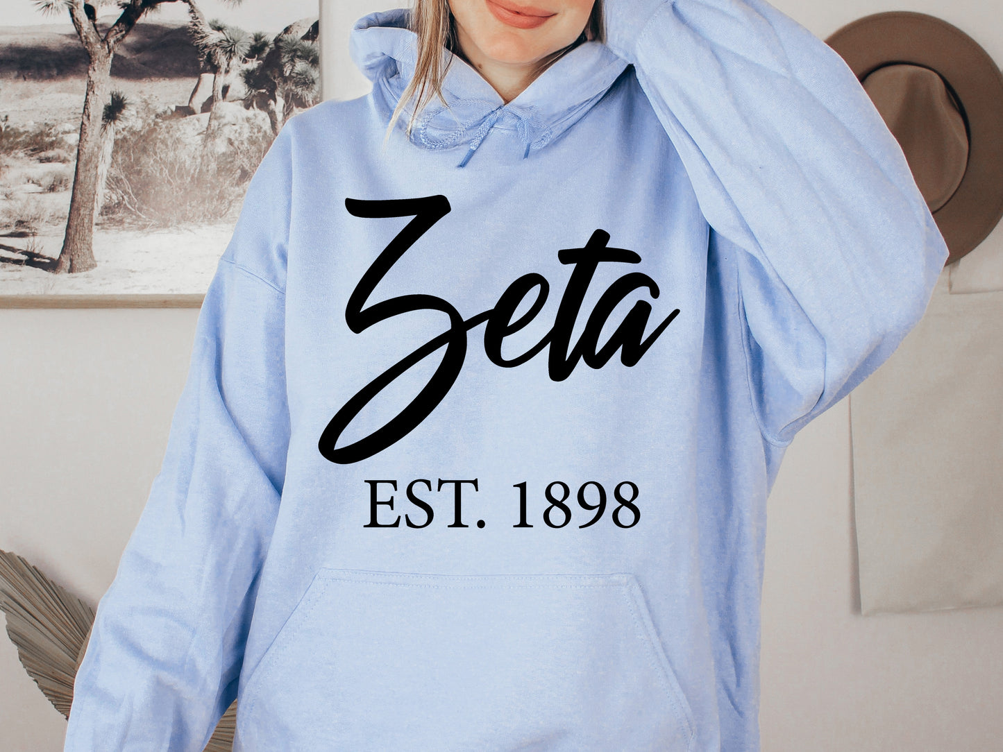 Zeta Tau Alpha Black Flowy Sorority Hoodie _ 102g