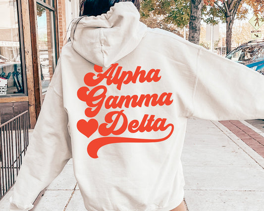 Alpha Gamma Delta Red Heart Sorority Hoodie _ 33349g