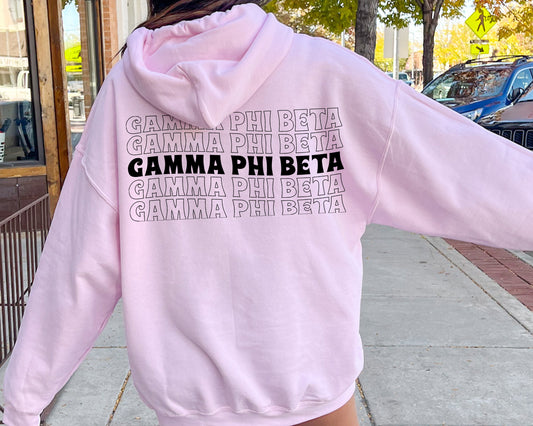 Gamma Phi Beta Wavy Letters Sorority Hoodie _ 33412g