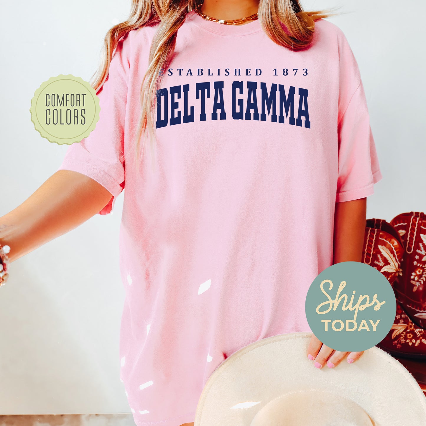 Delta Gamma Bold Letters Comfort Colors Sorority T-shirt _ 35131g