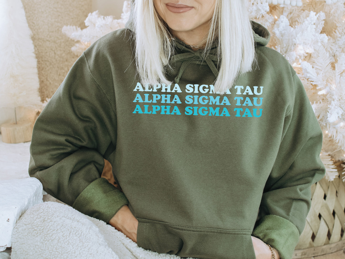 Alpha Sigma Tau Touch of Blue Sorority Hoodie _ 2584g