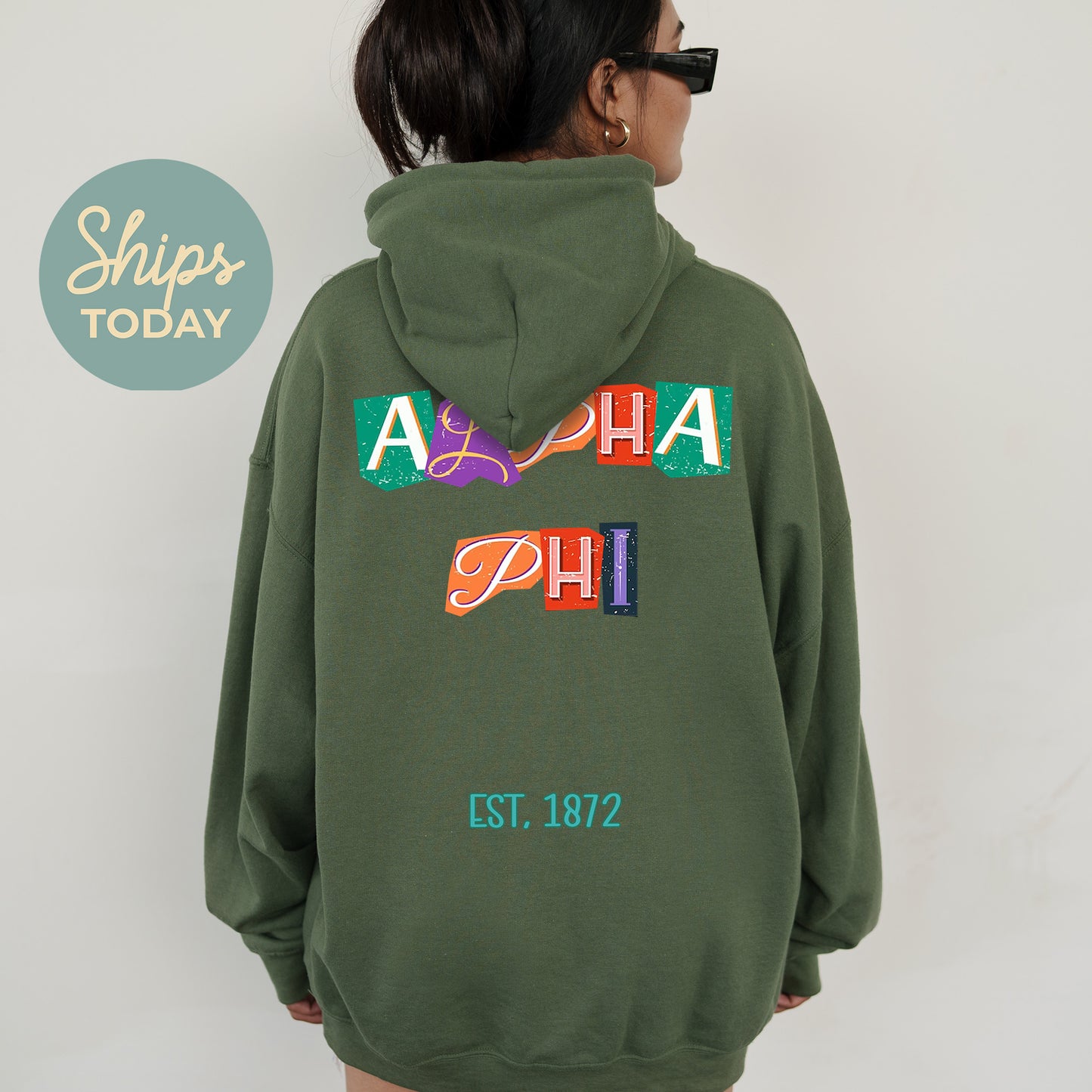 Alpha Phi Letter Cuts Sorority Hoodie _ 35892g