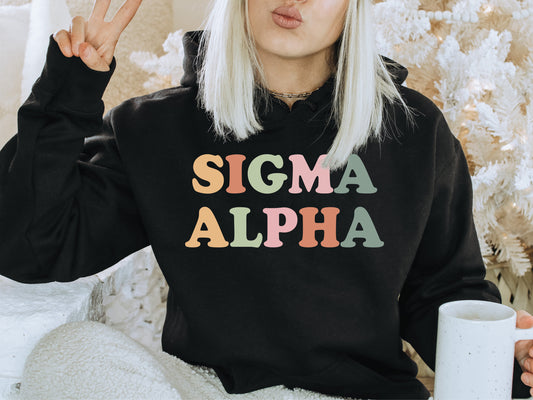 Sigma Alpha Bright and Colorful Sorority Hoodie _ 3478g