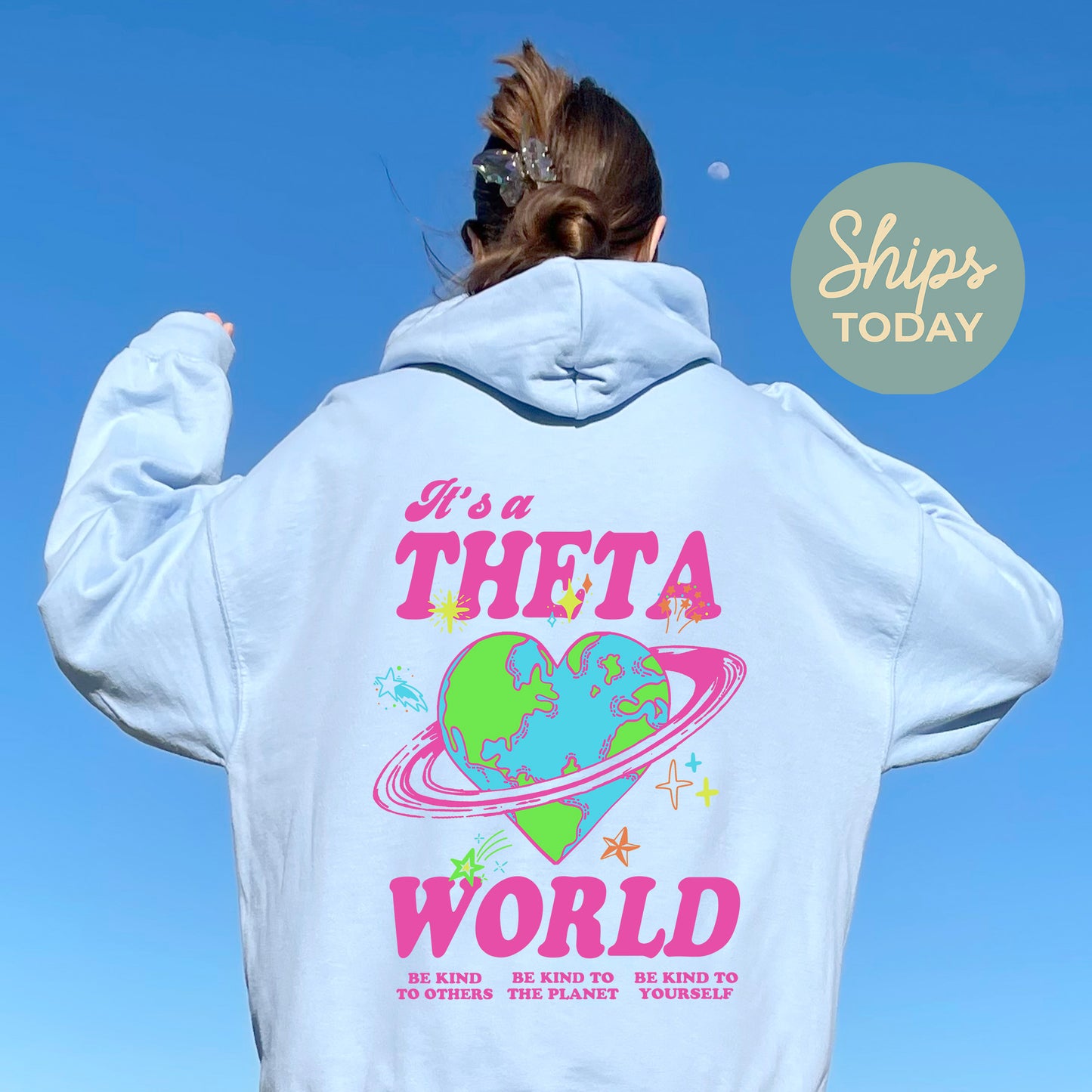 Kappa Alpha Theta Pink Planet Sorority Hoodie _ 34245g