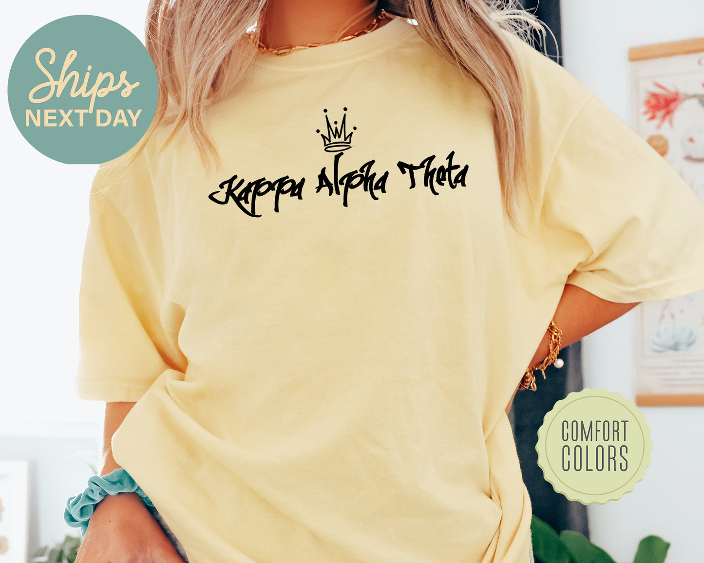 Kappa Alpha Theta Queen Comfort Colors Sorority T-shirt _ 2462g