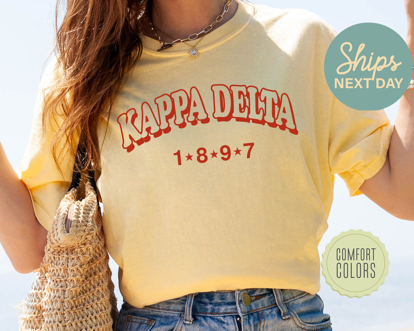 Kappa Delta Red Arch Comfort Colors Sorority T-shirt _ 378g
