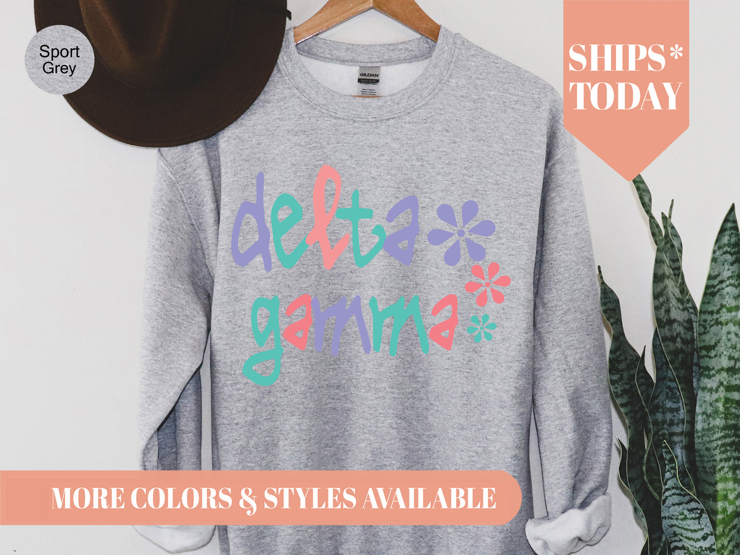 Delta Gamma Colorful Floral Sorority Sweatshirt _ 2614g