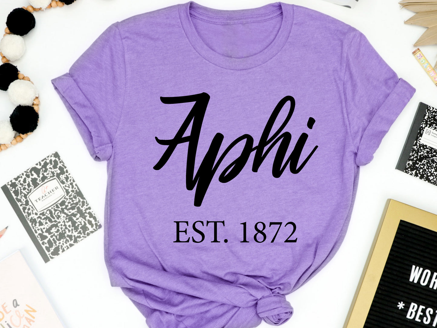 Alpha Phi Black Flowy Sorority T-shirt _ 82g