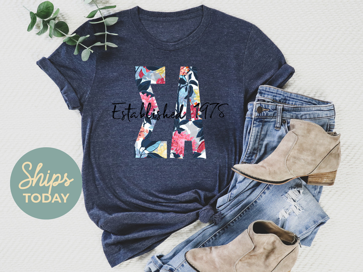 Sigma Alpha Floral Block Sorority T-shirt _ 3519g