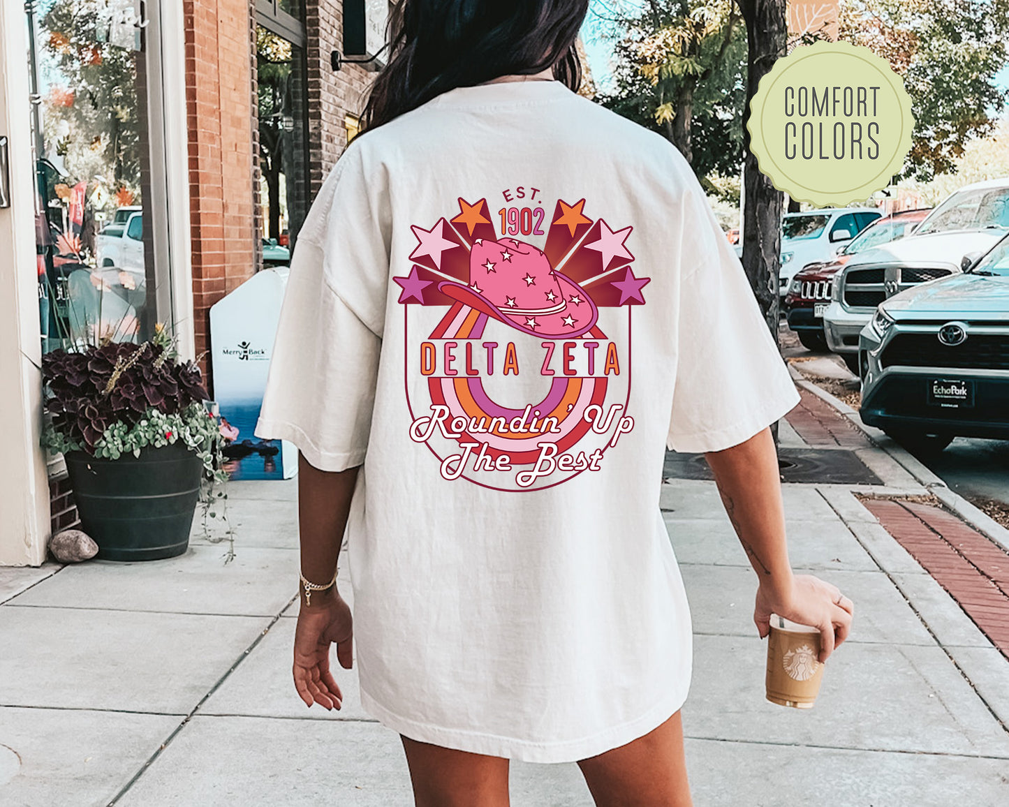 Delta Zeta Roundin' Up the Best Comfort Colors Sorority T-shirt _ 32907g