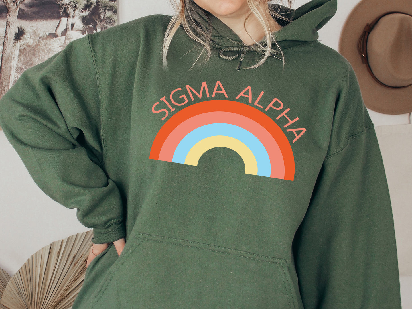 Sigma Alpha Colorful Rainbow Sorority Hoodie _ 3463g