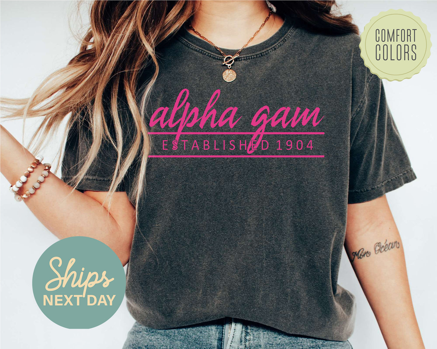 Alpha Gamma Delta All Pink Comfort Colors Sorority T-shirt _ 755g