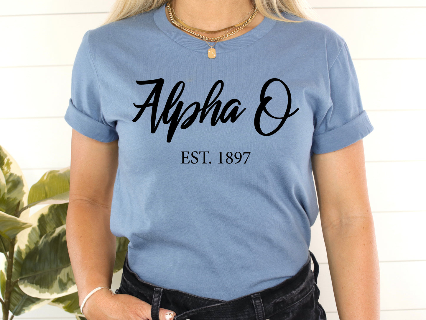 Alpha Omicron Pi Black Flowy Sorority T-shirt _ 81g