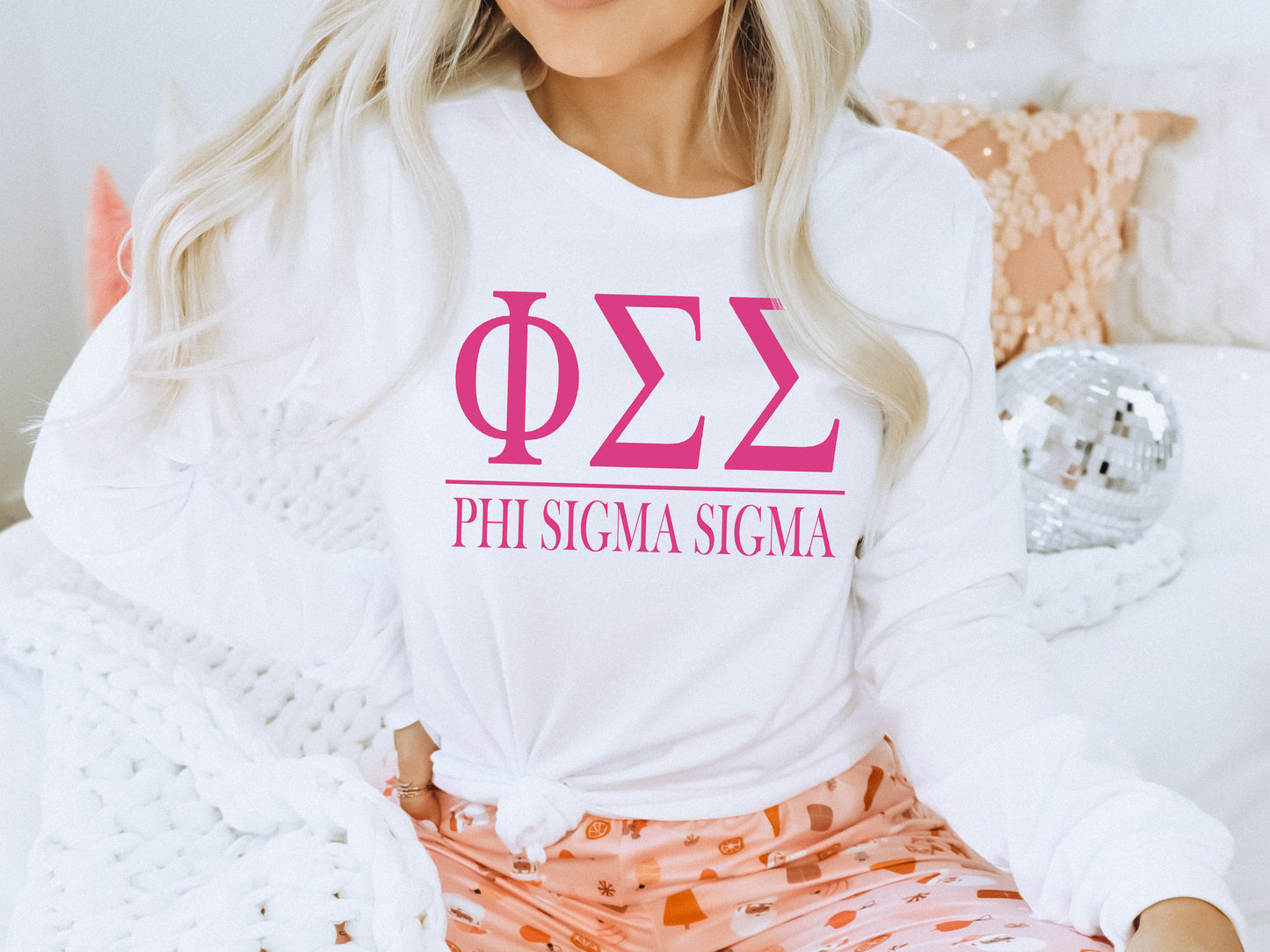 Phi Sigma Sigma Loud Letters Sorority Long Sleeve T-shirt _ 485g