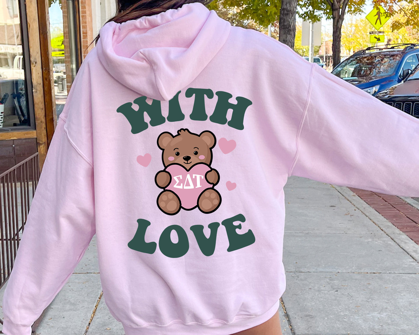 Sigma Delta Tau With Love Sorority Hoodie _ 33227g