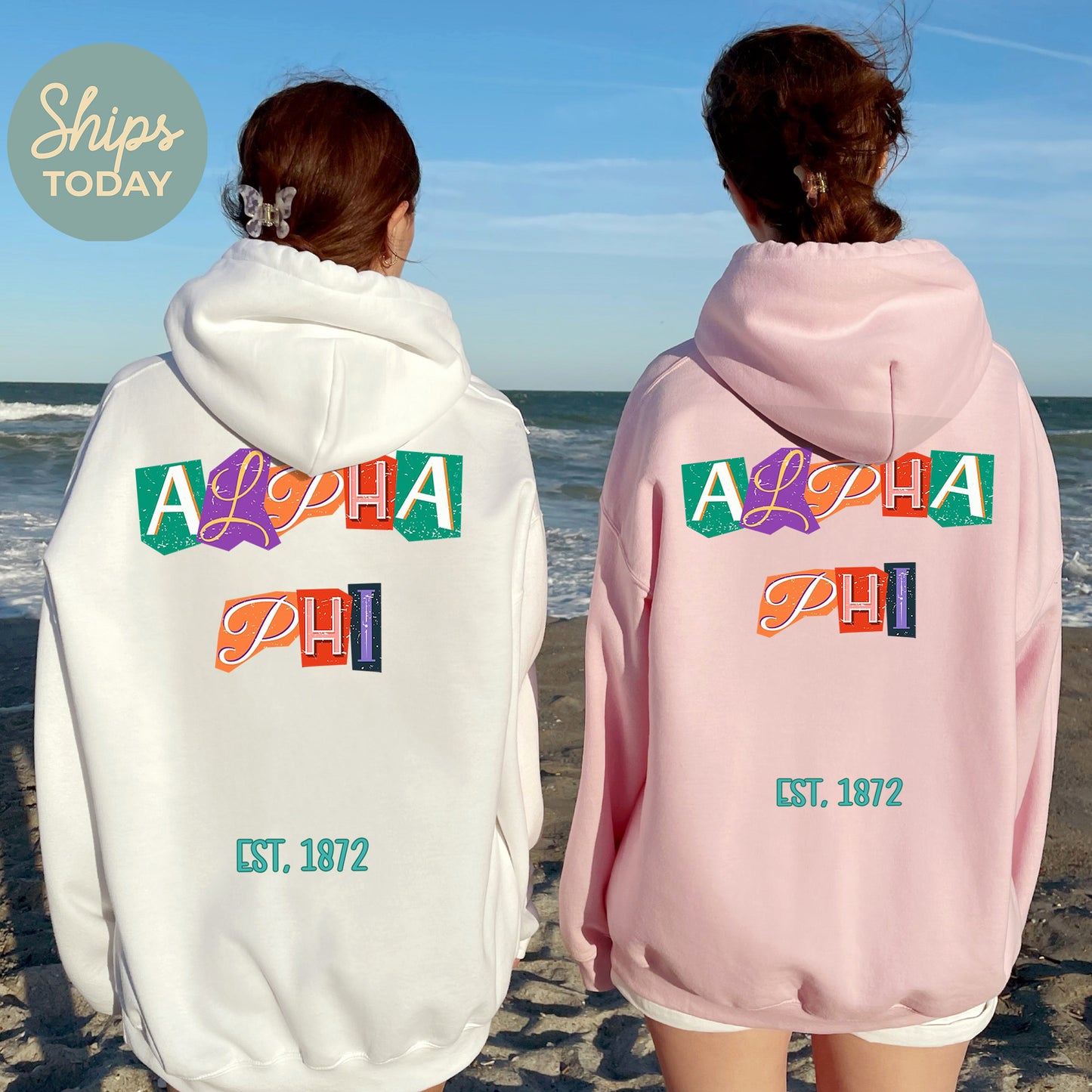 Alpha Phi Letter Cuts Sorority Hoodie _ 35892g