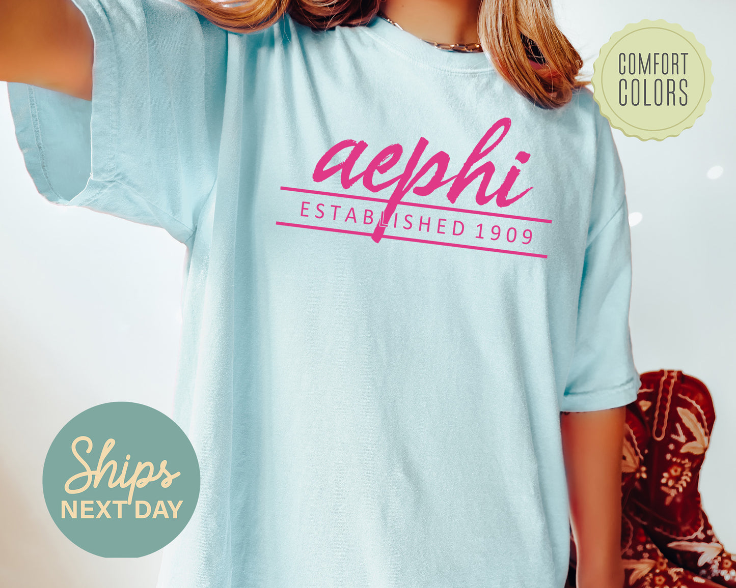 Alpha Epsilon Phi All Pink Comfort Colors Sorority T-shirt _ 754g