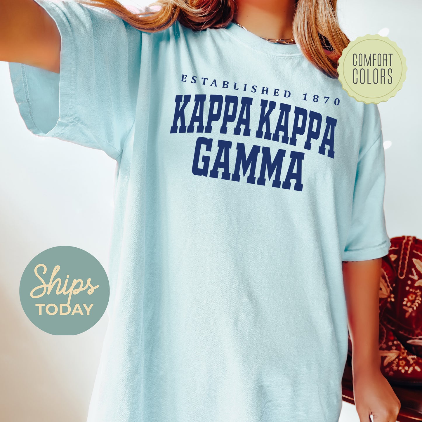 Kappa Kappa Gamma Bold Letters Comfort Colors Sorority T-shirt _ 35137g