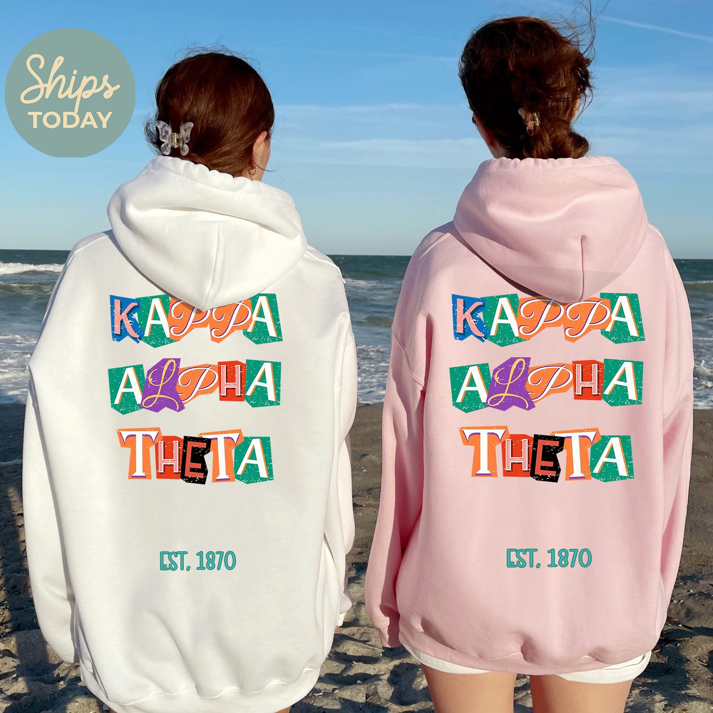 Kappa Alpha Theta Letter Cuts Sorority Hoodie _ 35902g