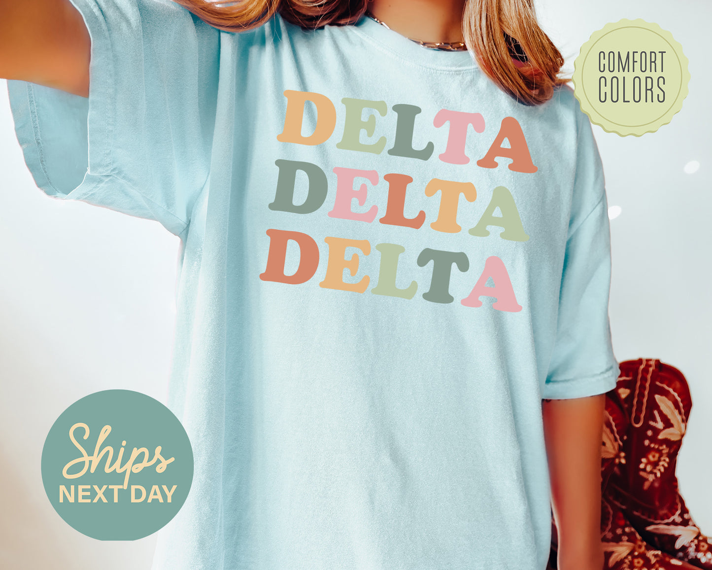 Delta Delta Delta Bright and Proud Comfort Colors Sorority T-shirt _ 424g