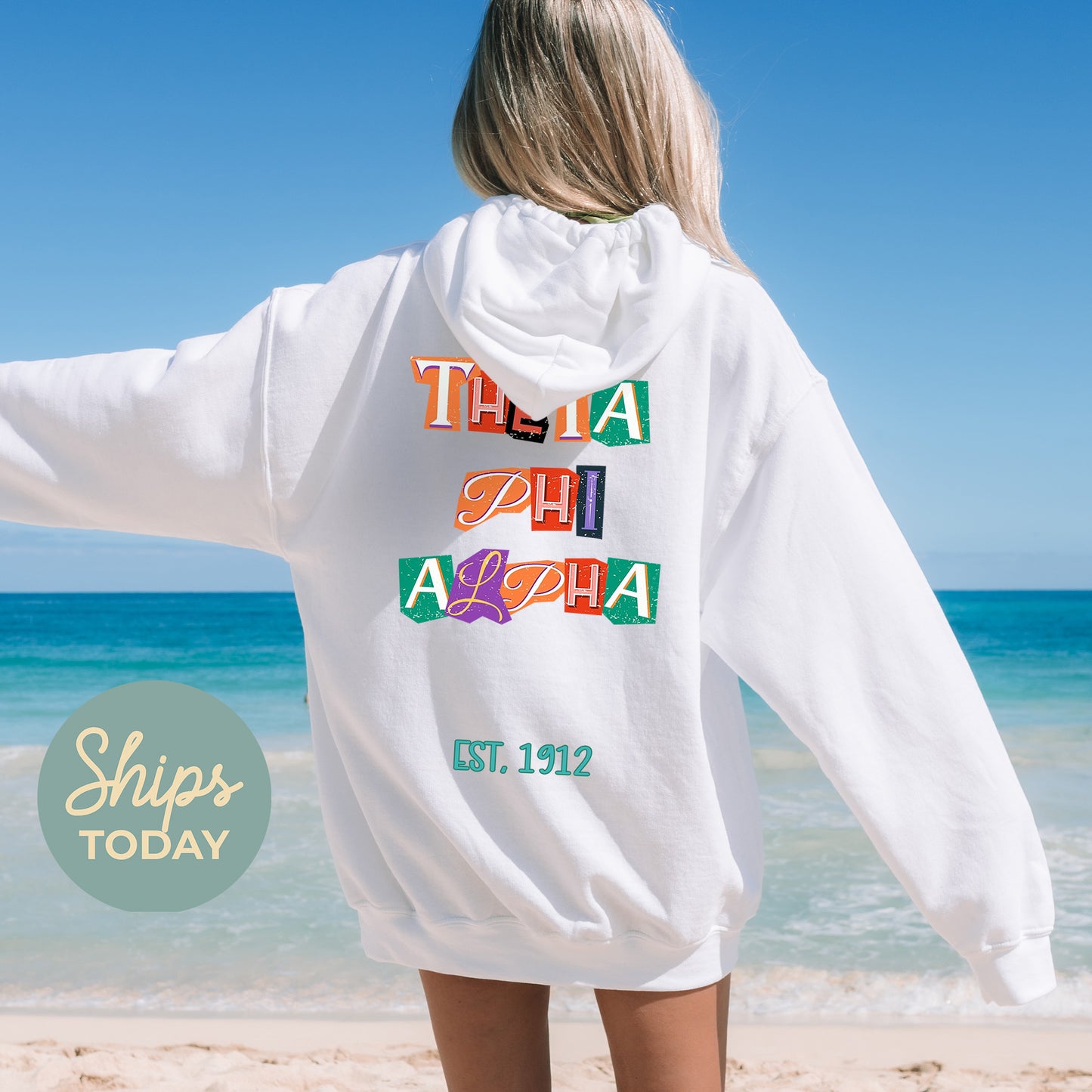 Theta Phi Alpha Letter Cuts Sorority Hoodie _ 35911g