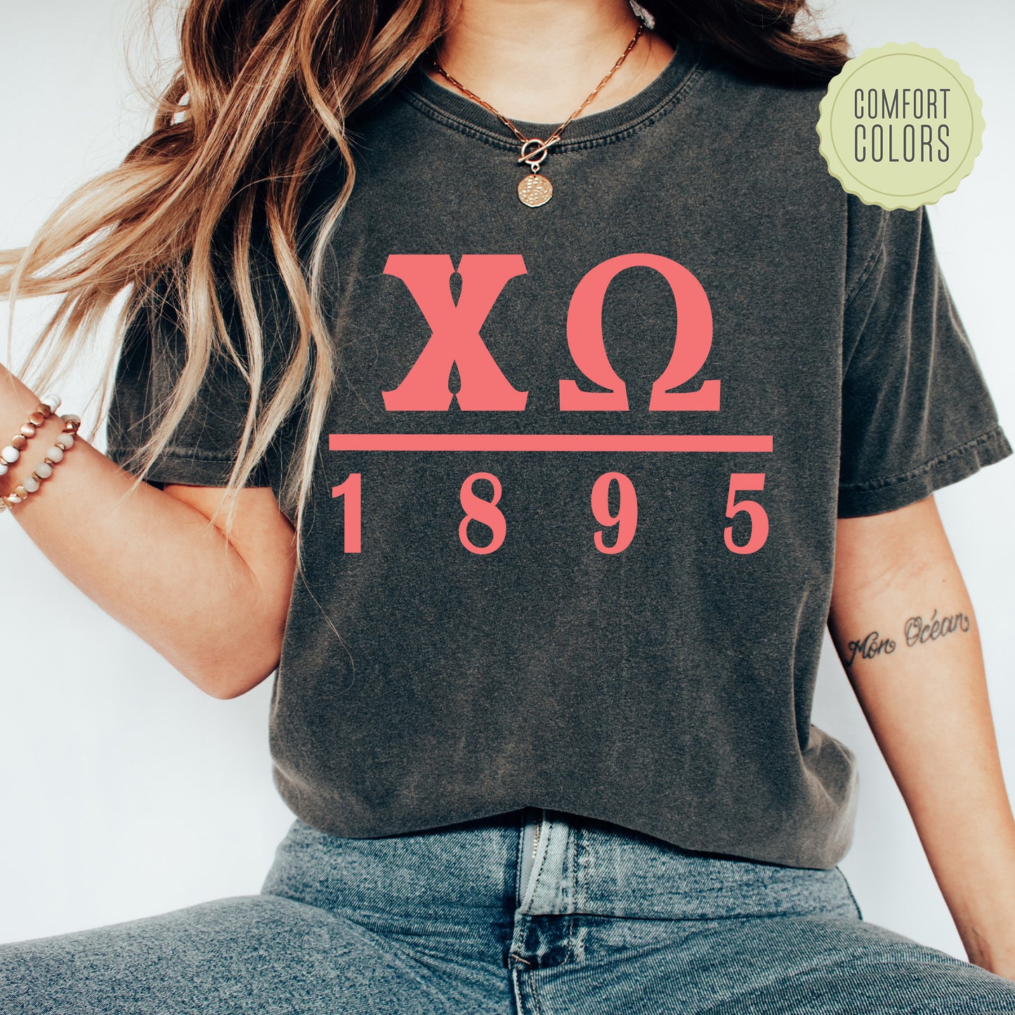 Chi Omega Monochromatic Comfort Colors Sorority T-shirt _ 30852g