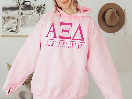 Alpha Xi Delta Loud Letters Sorority Hoodie _ 474g