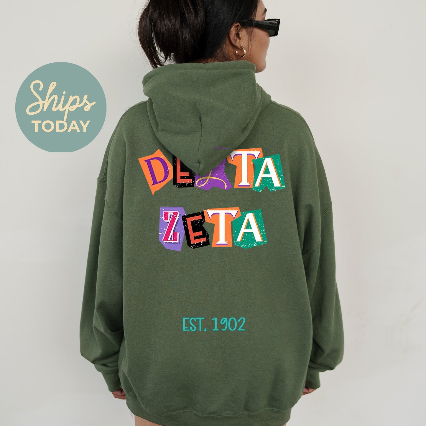 Delta Zeta Letter Cuts Sorority Hoodie _ 35900g