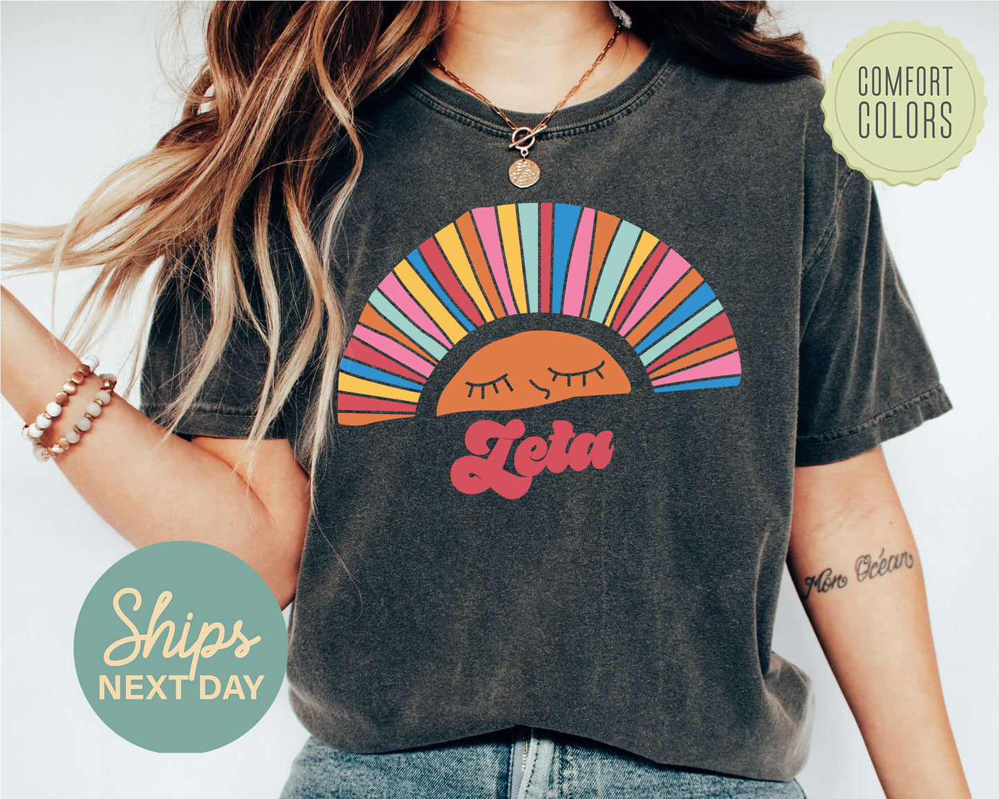 Zeta Tau Alpha Sunshine Comfort Colors Sorority T-shirt _ 3332g